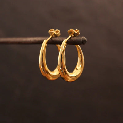 Gold Vermeil Tapered Hoop Earrings