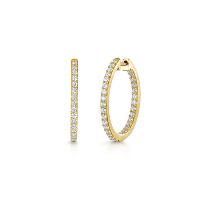 18ct Gold Vermeil Cubic Zirconia Medium Hoop Earrings