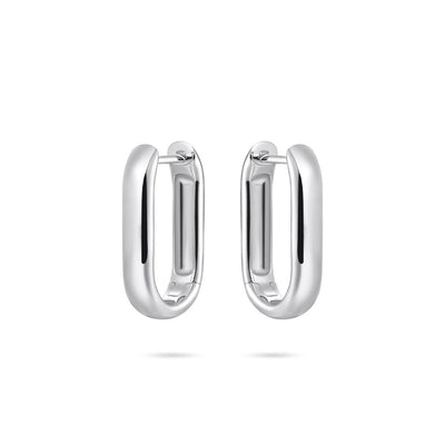 Sterling Silver Maxi Long Link Hoop Earrings