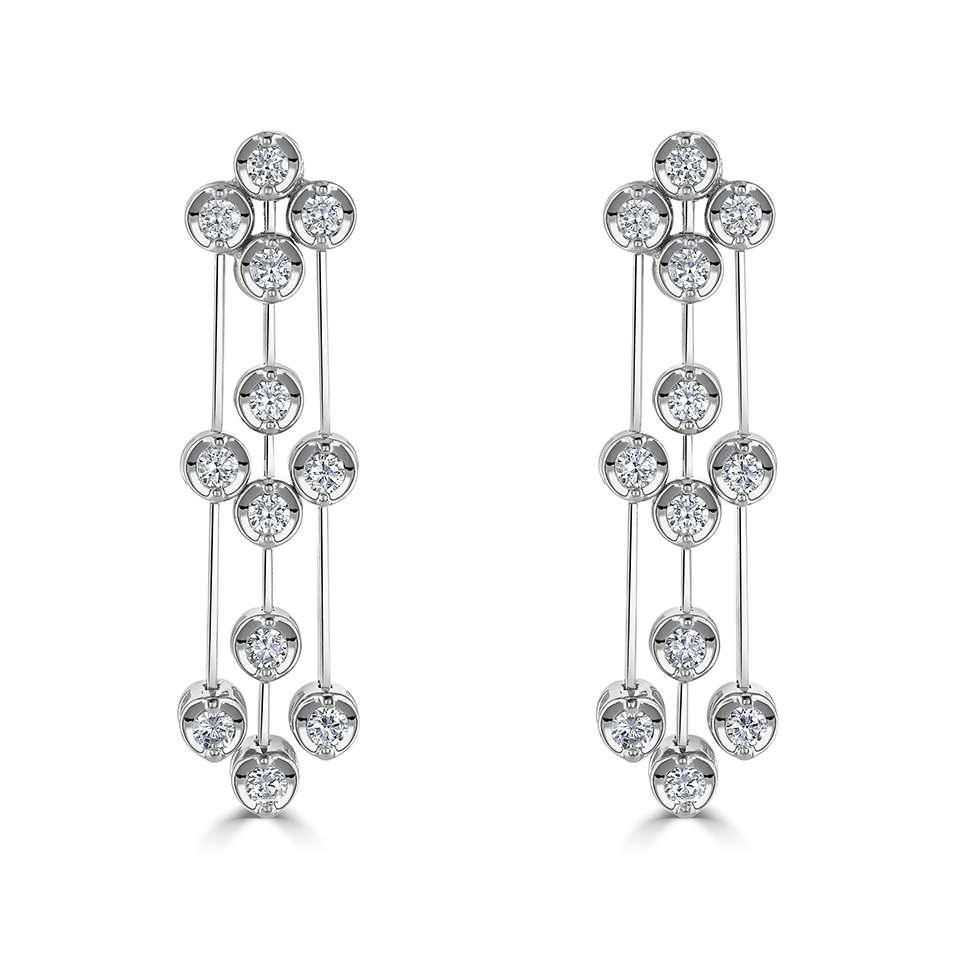 Floral Drop Earrings - 18ct White Gold & Diamonds - Rococo Jewellery