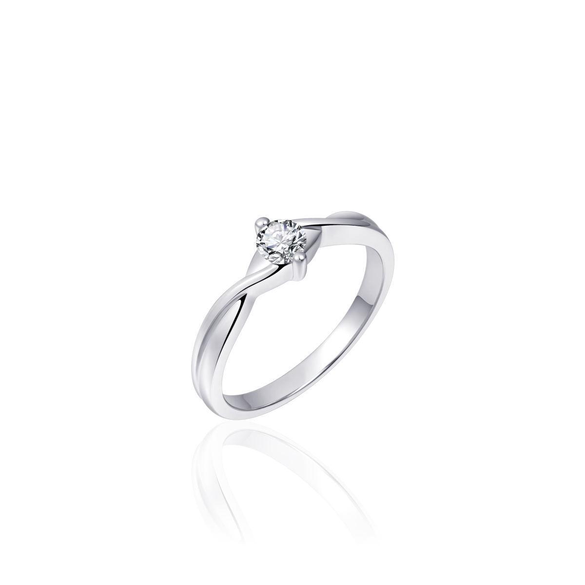 Sterling Silver and Solitaire Cubic Zirconia Ring - Rococo Jewellery