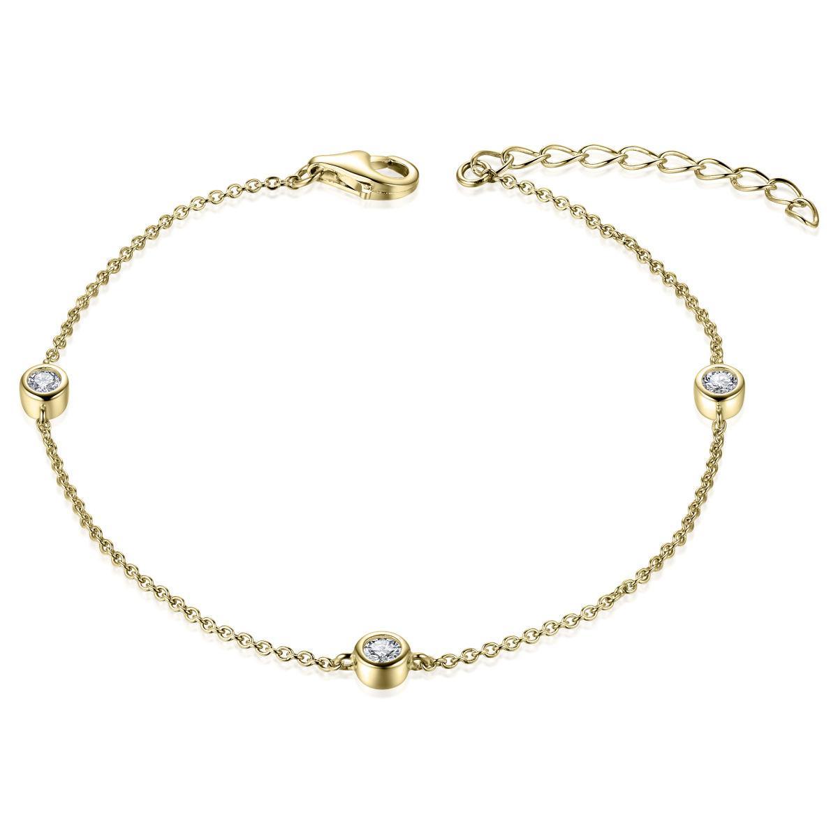 18ct Gold Plated Rubover Cubic Zirconia Chain Bracelet - Rococo Jewellery