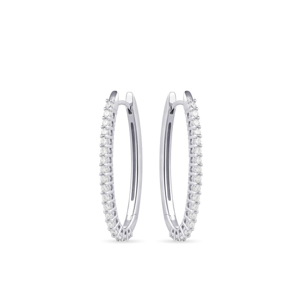 Oval Hoops with Cubic Zirconia - Rococo Jewellery