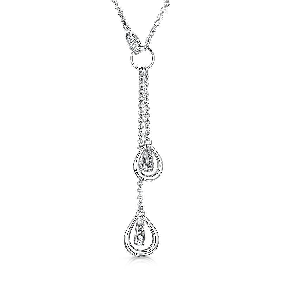 Jools Sterling Silver Art Deco Drop Necklace - Rococo Jewellery