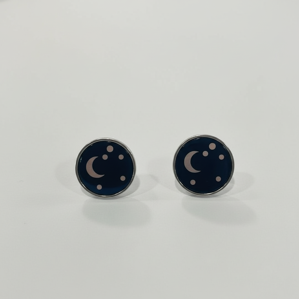 Moon and Stars Stud Earrings - Mother of Pearl
