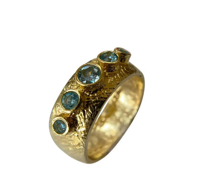 Yaron Morhaim Gold and Blue Topaz Ring - Rococo Jewellery