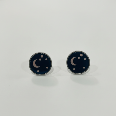 Moon and Stars Stud Earrings - Mother of Pearl