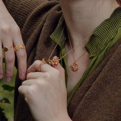 Alex Monroe 22ct Gold Vermeil Mushroom Patch Loop Necklace - Rococo Jewellery
