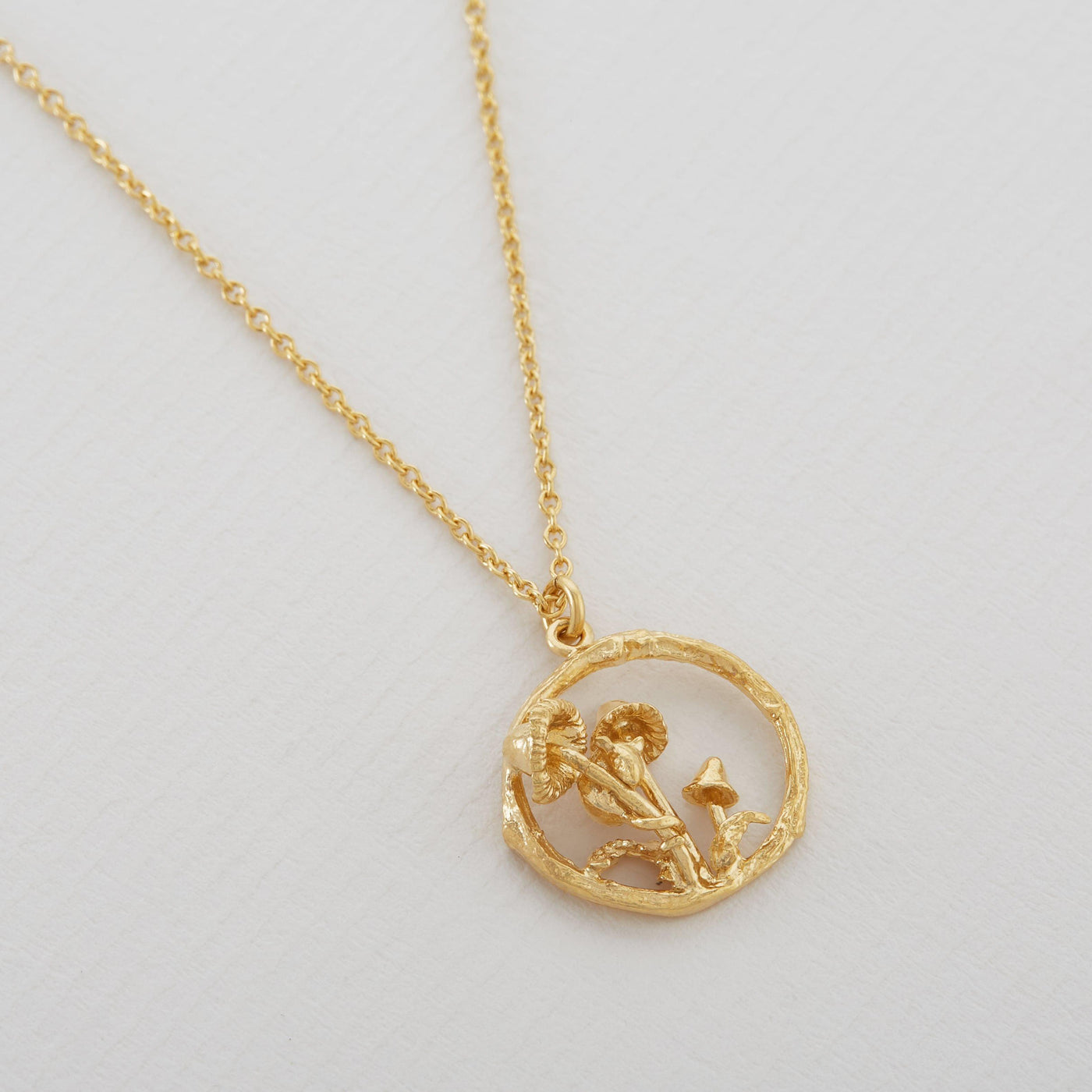 Alex Monroe 22ct Gold Vermeil Mushroom Patch Loop Necklace - Rococo Jewellery