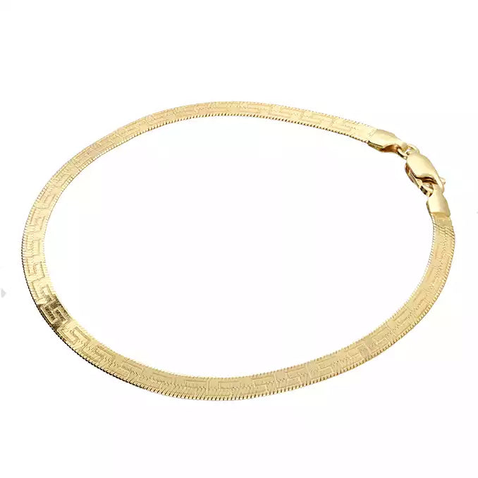 24ct Gold Vermeil Diamond-Cut Greek Key Herringbone Bracelet