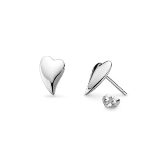 Kit Heath Desire Cherish Lust Silver Heart Stud Earrings