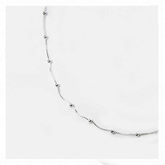 Sterling Silver Ball Chain and Square Link Necklace