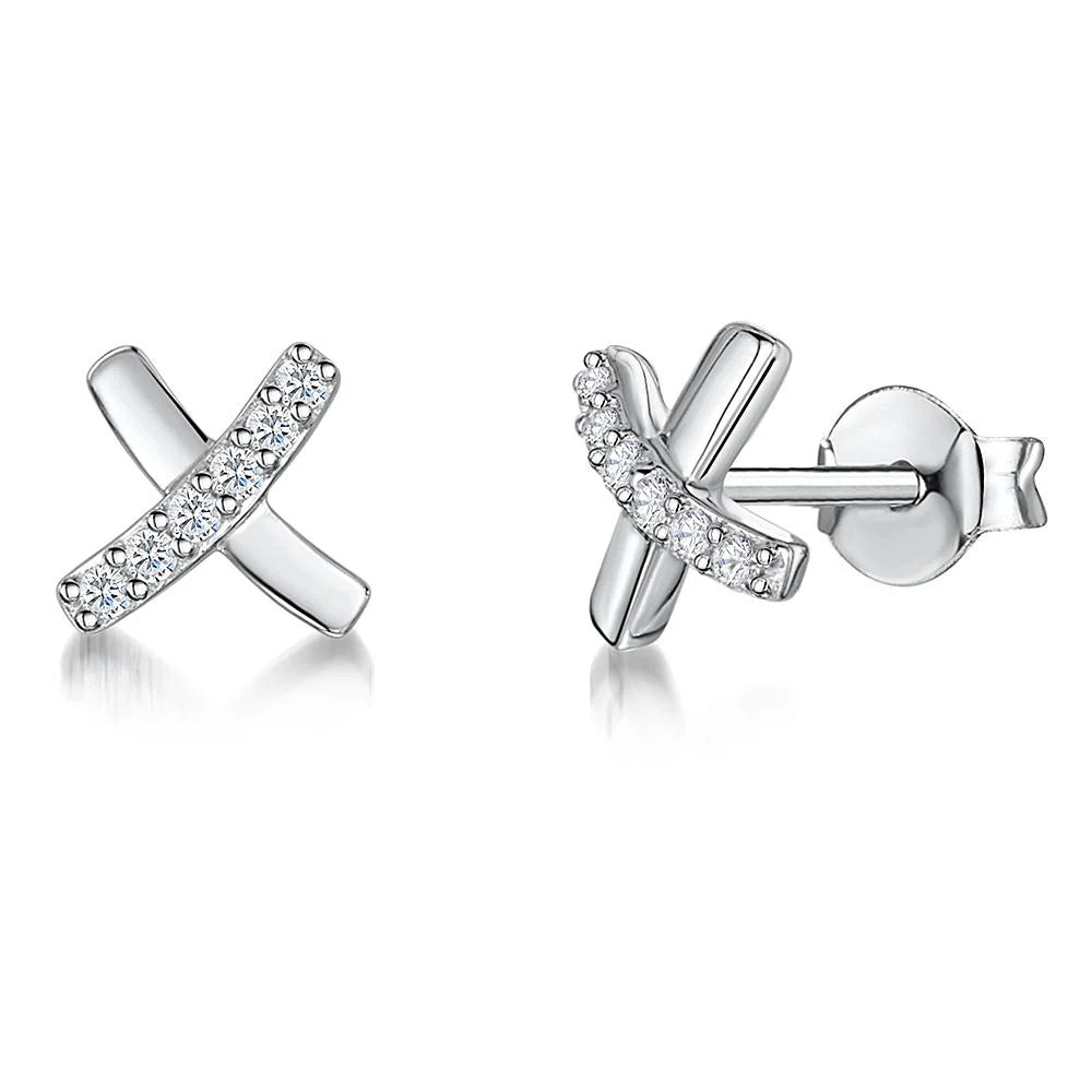 Jools Sterling Silver Cubic Zirconia Kiss Stud Earrings