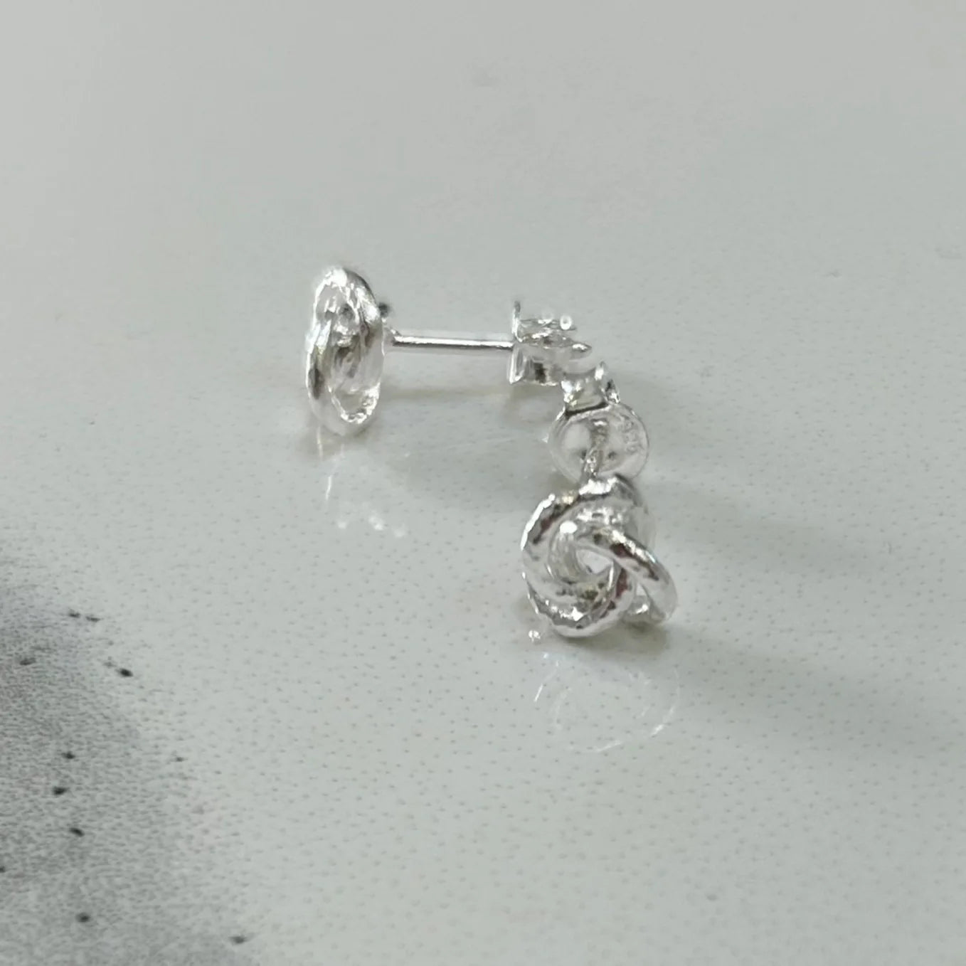 Sterling Silver Hammered Knot Stud Earrings