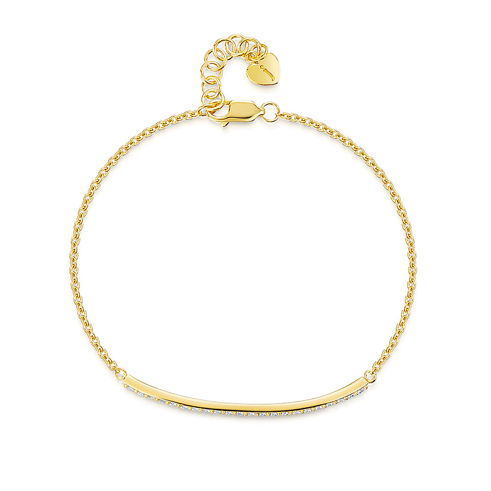 Jools Gold Vermeil Cubic Zirconia Chain Panel Bracelet