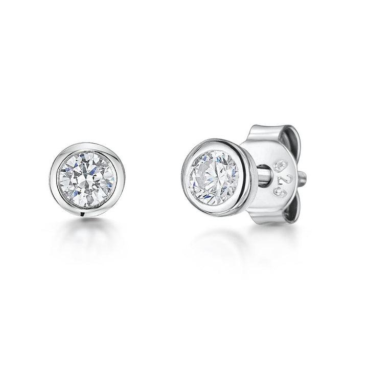 Jools Sterling Silver Cubic Zirconia 4mm Stud Earrings - Rococo Jewellery