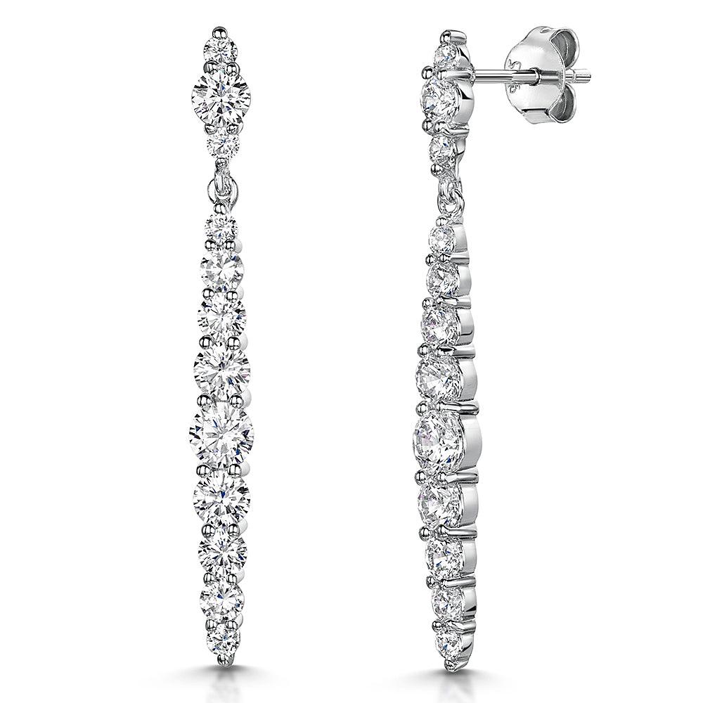 Jools Silver Long Multi Stone Drop Earrings - Rococo Jewellery