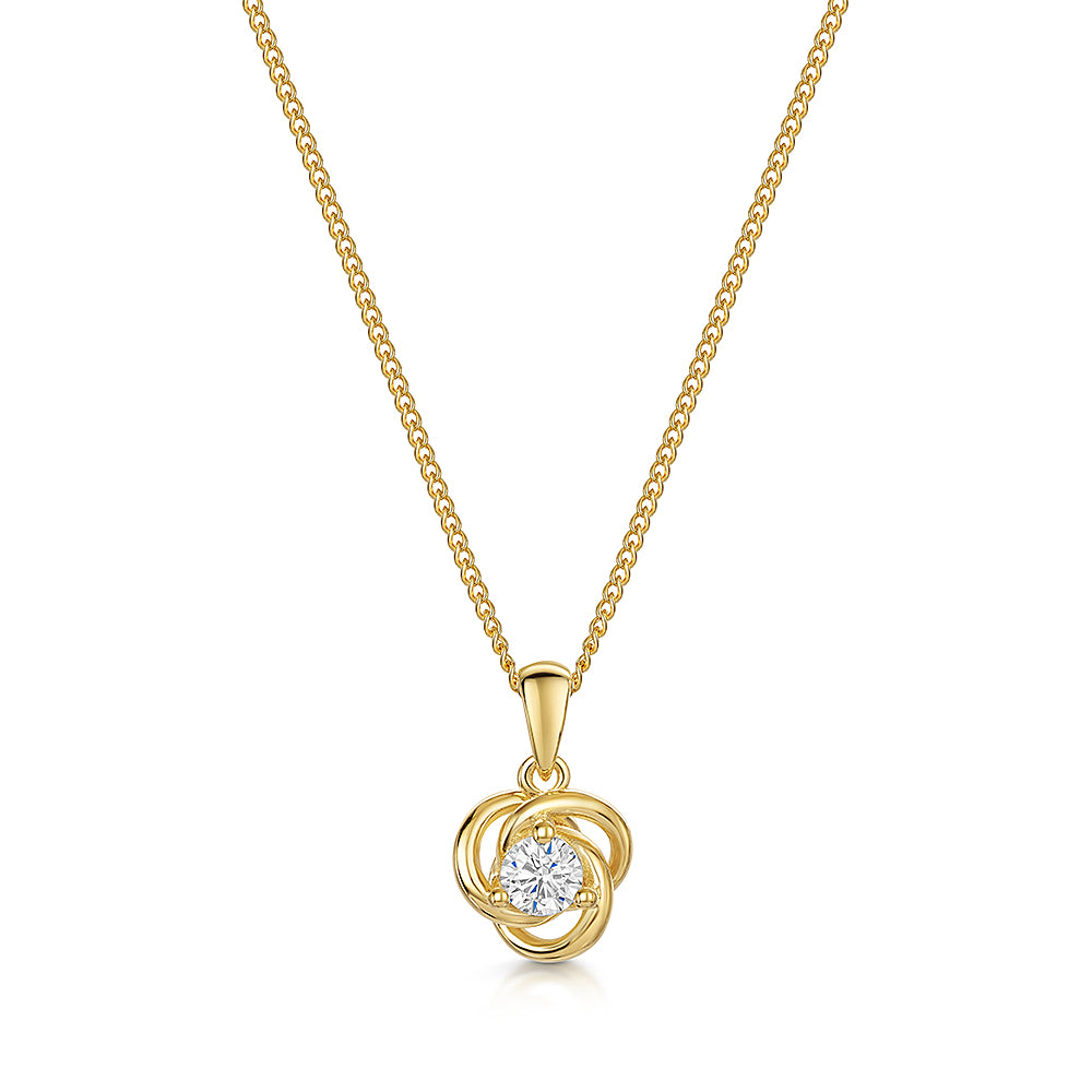 Jools Gold Vermeil Cubic Zirconia Circles Knot Pendant Necklace