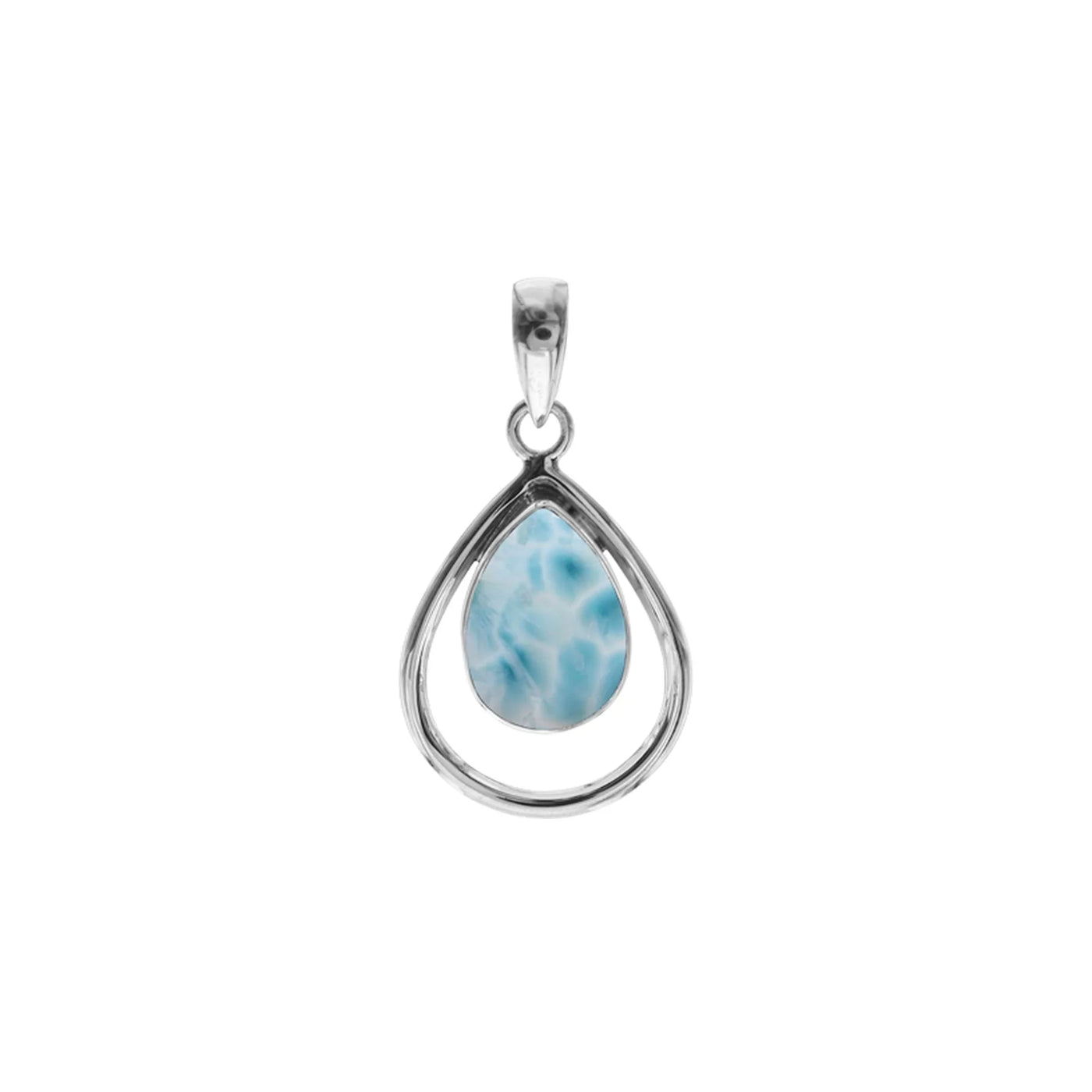 Sterling Silver Larimar Open Teardrop Pendant