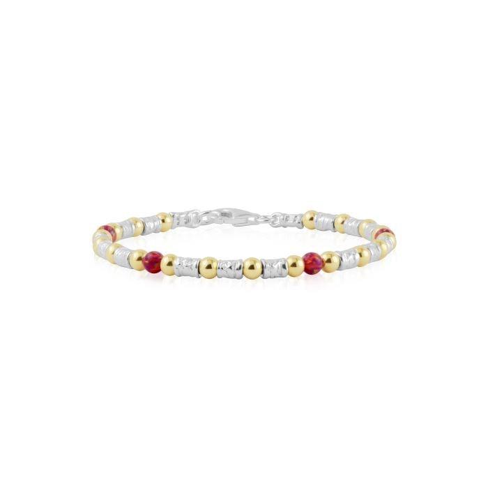 Lavan Gold and Silver Red Opal Bracelet - Rococo Jewellery