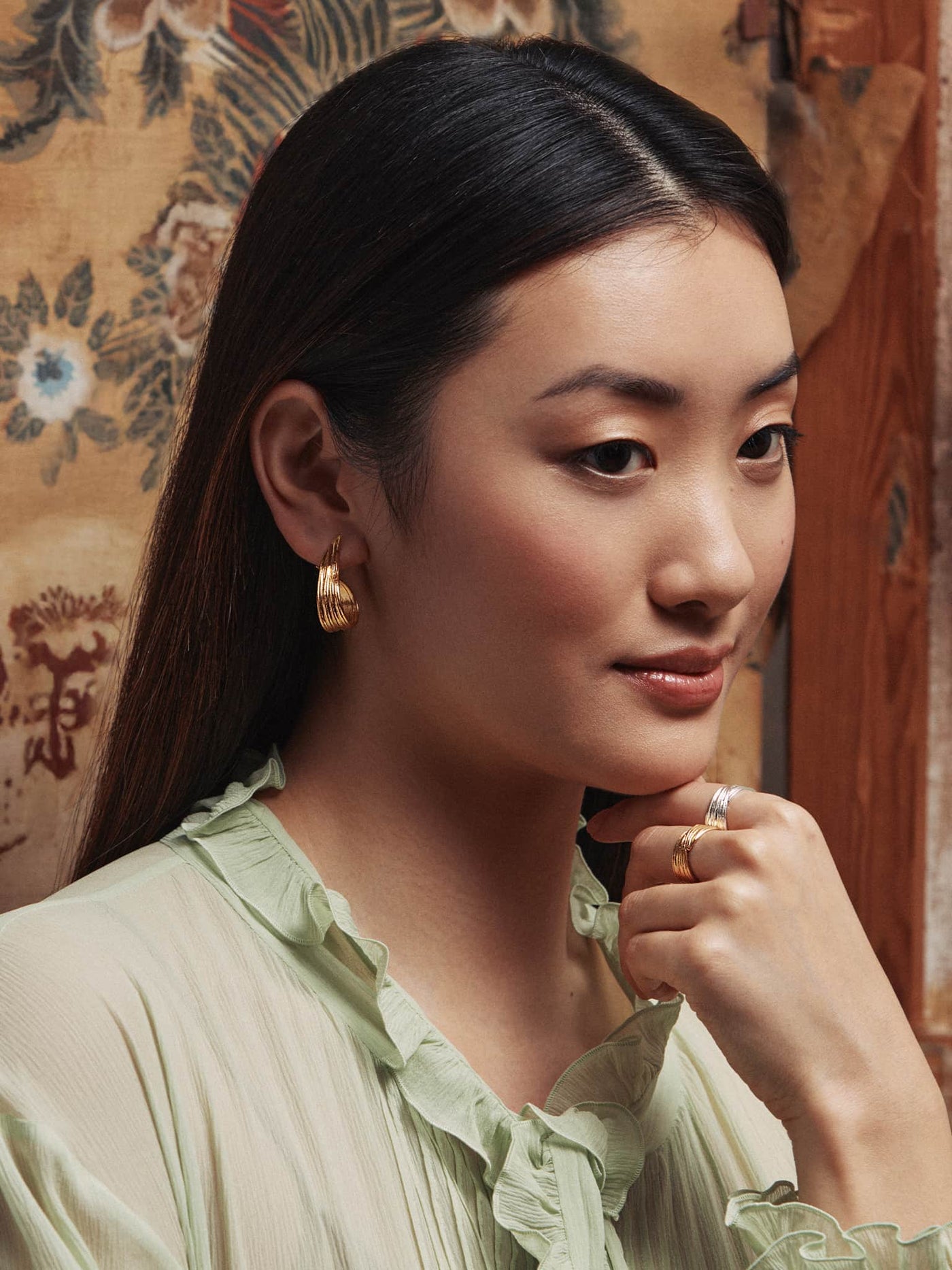 Alex Monroe Gold Vermeil Wrapped Plantain Leaf Earrings