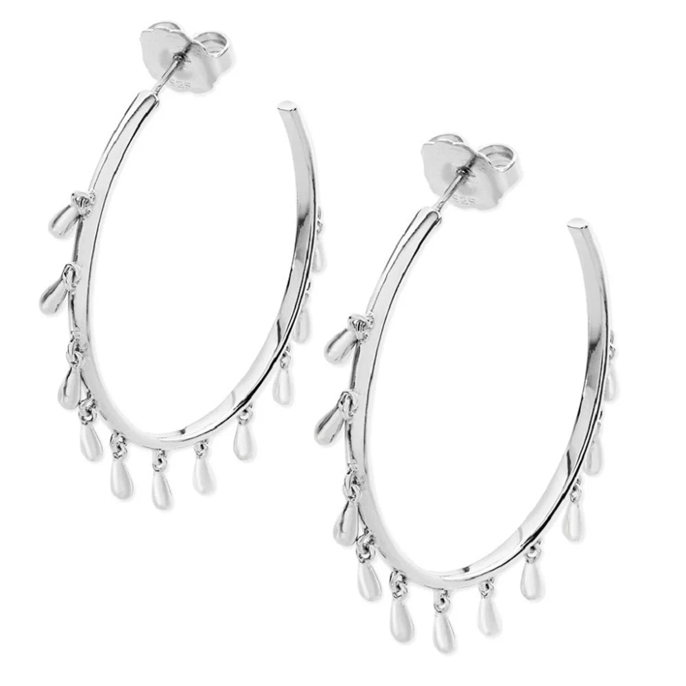 Lucy Q Silver Multi Drop Hoop Earrings