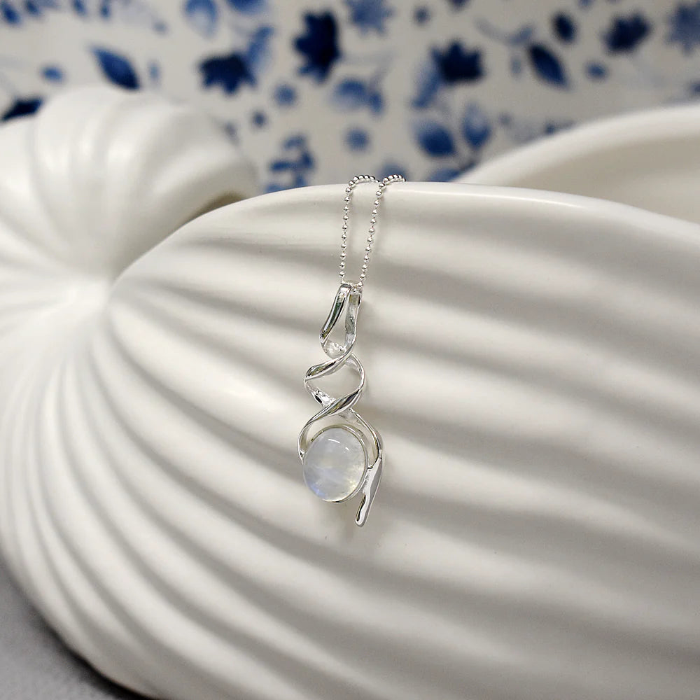 Sterling Silver Rainbow Moonstone Drop Pendant