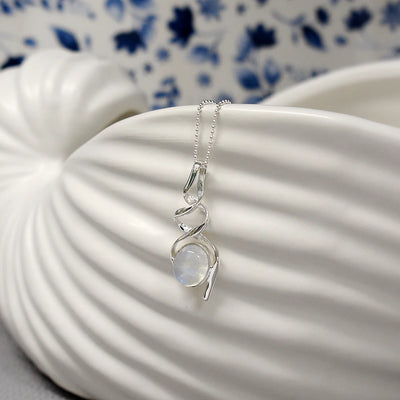 Sterling Silver Rainbow Moonstone Drop Pendant