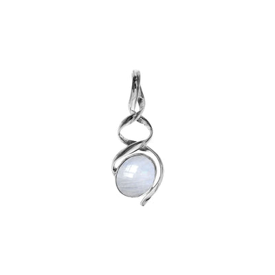 Sterling Silver Rainbow Moonstone Drop Pendant