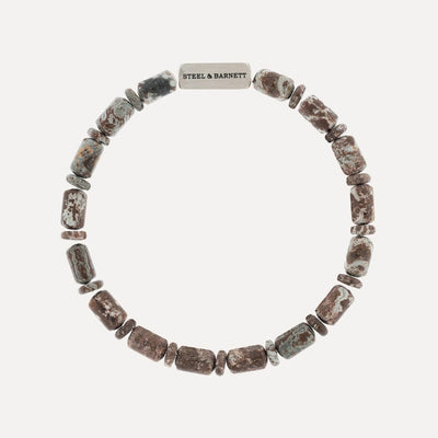 Snowflake Obsidian Gemstone Barrel Bead Bracelet