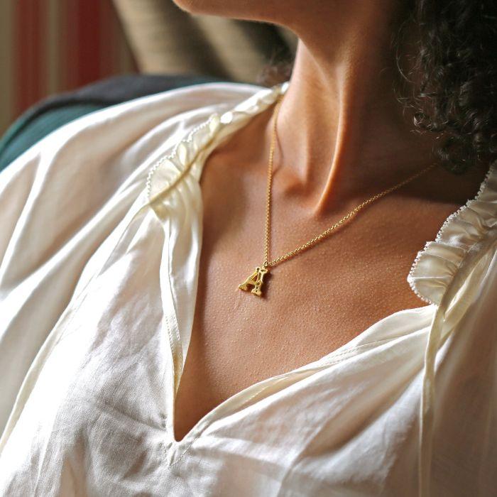 Alex Monroe 22ct Gold Vermeil Just My Type Letter A Necklace - Rococo Jewellery