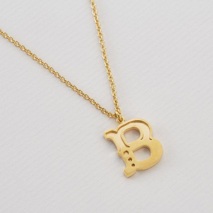 Alex Monroe 22ct Gold Vermeil Just My Type Letter B Necklace - Rococo Jewellery