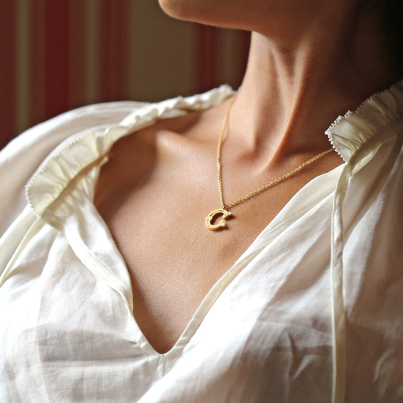 Alex Monroe 22ct Gold Vermeil Just My Type Letter C Necklace - Rococo Jewellery
