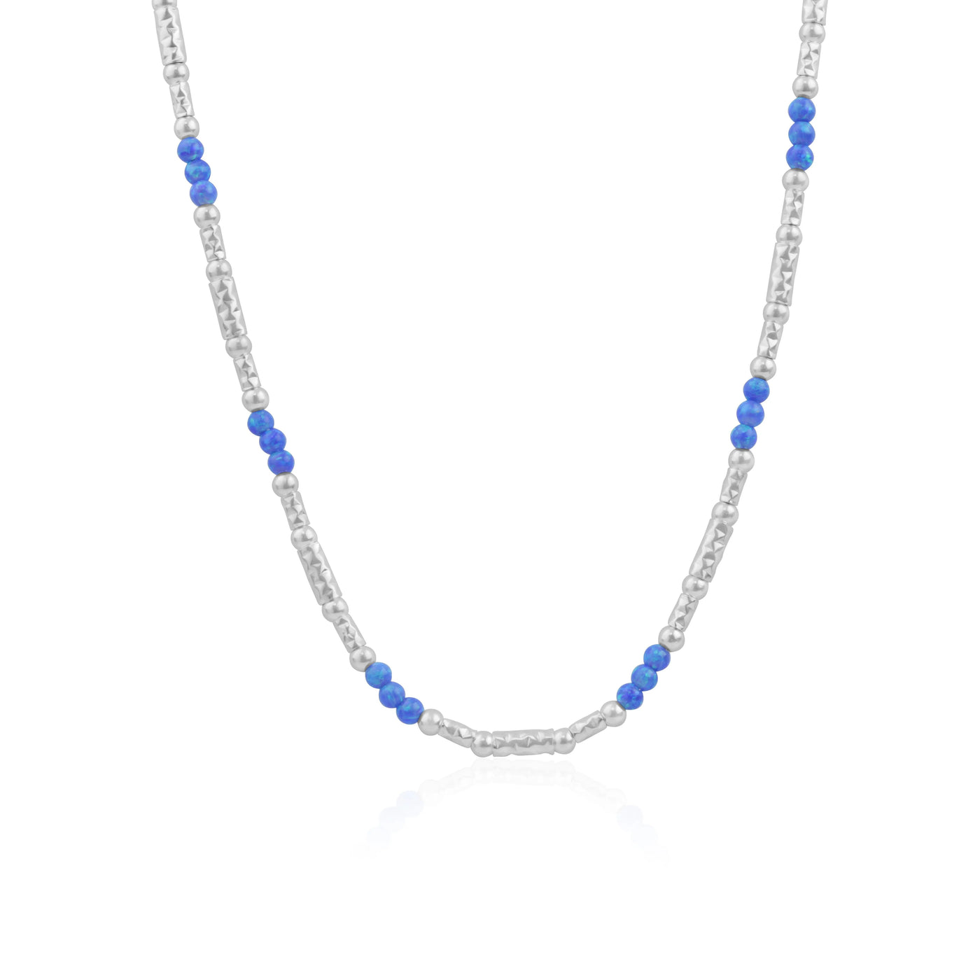 Lavan Sterling Silver Dark Blue Opal Necklace