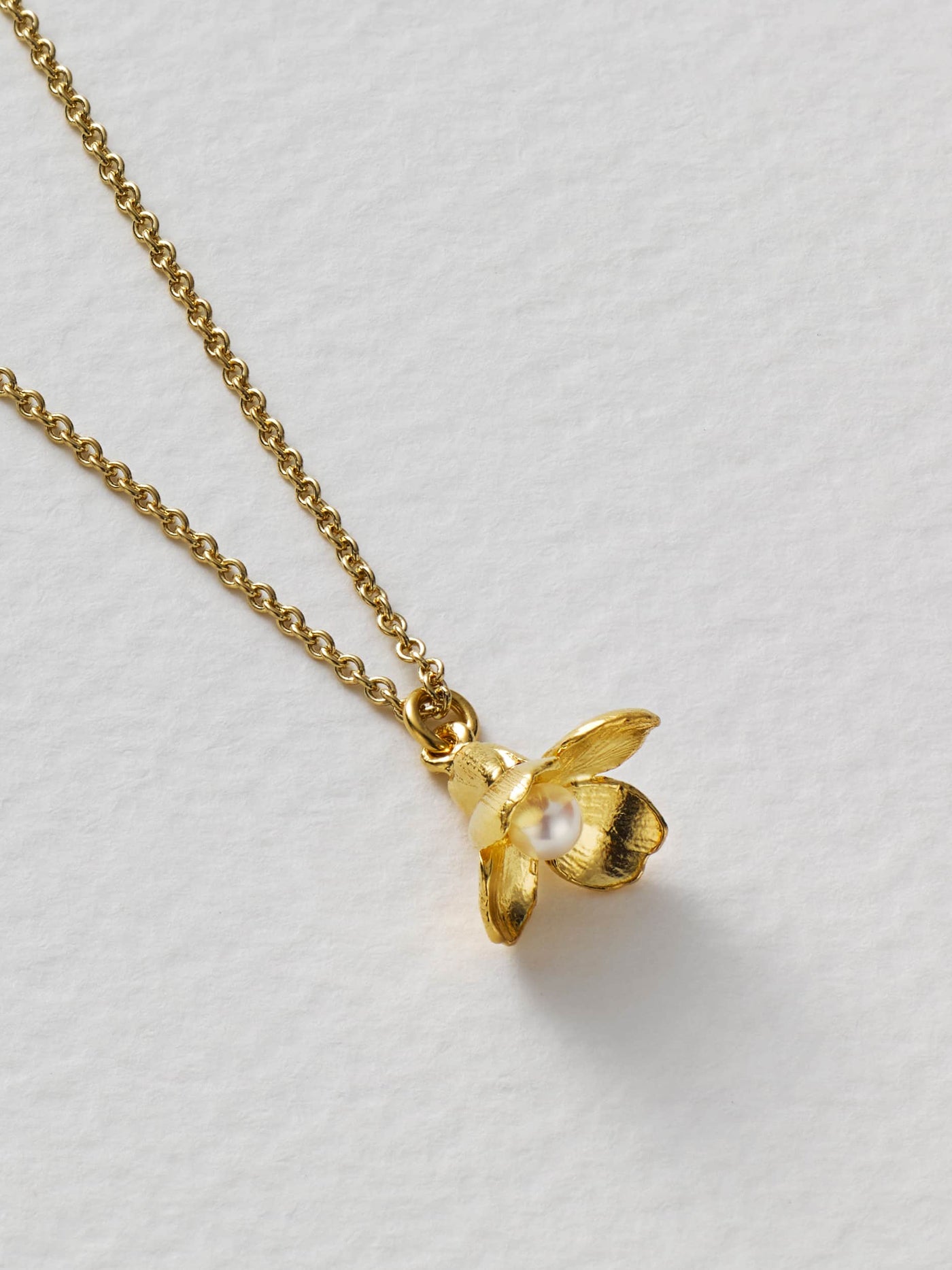 Alex Monroe Gold Vermeil Pearl Cuckoo Flower Necklace