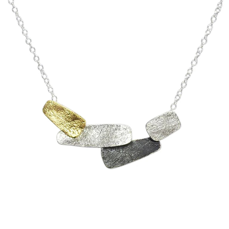 Three-Colour Sterling Silver Pendant Necklace