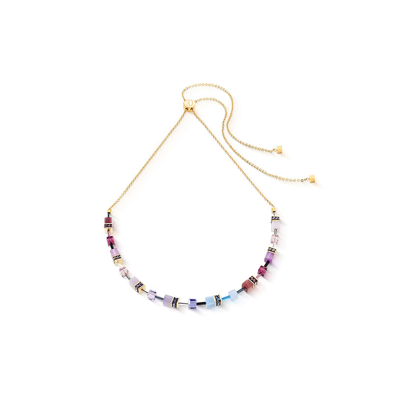 Coeur De Lion GeoCUBE® Iconic Chain Mystic Orchid Gold Necklace