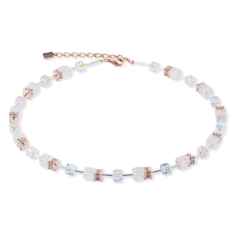 Coeur De Lion GeoCUBE® Iconic Nature Gold and White Necklace