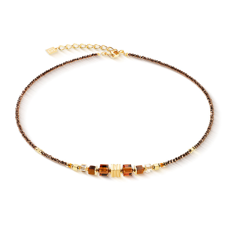 Coeur De Lion Necklace Wave Cube Flow Gold Brown Necklace