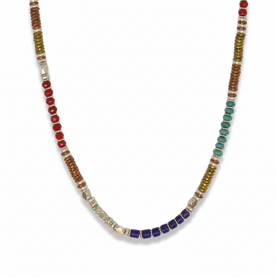 Mixed Metals, Turquoise, Lapis and Coral Necklace