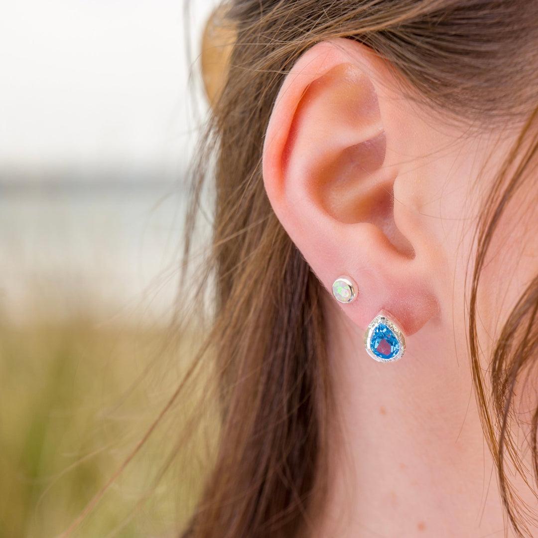 Sea Gems Blue Topaz Ocean Droplet Stud Earrings - Rococo Jewellery