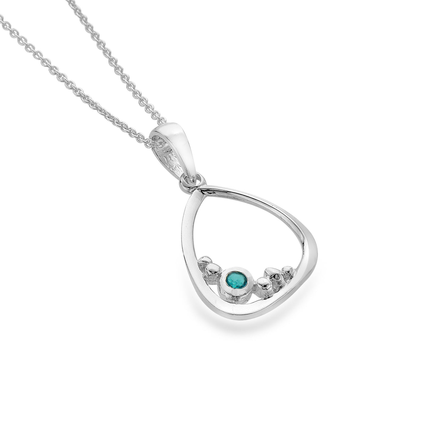 Sea Gems Sterling Silver Blue Topaz Organic Shape Pendant