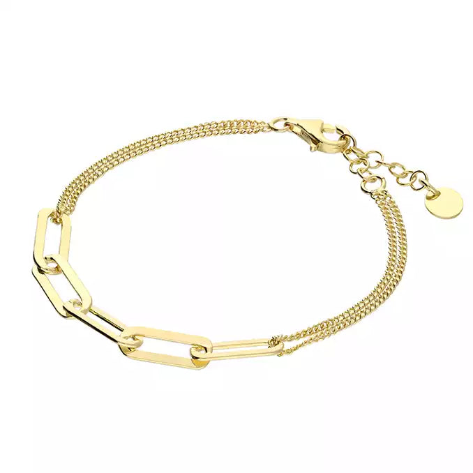 18ct Gold Vermeil Paper Chain Link/Double Trace Chain Bracelet