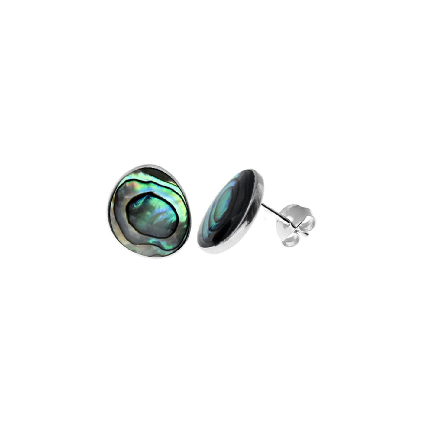 Sterling Silver Paua Shell Pebble Stud Earrings