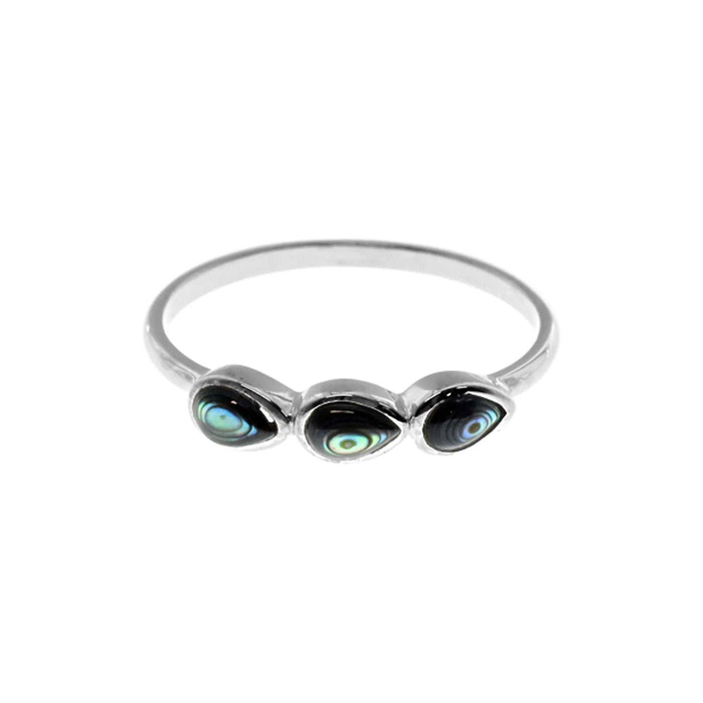 Sterling Silver Triple Paua Shell Ring