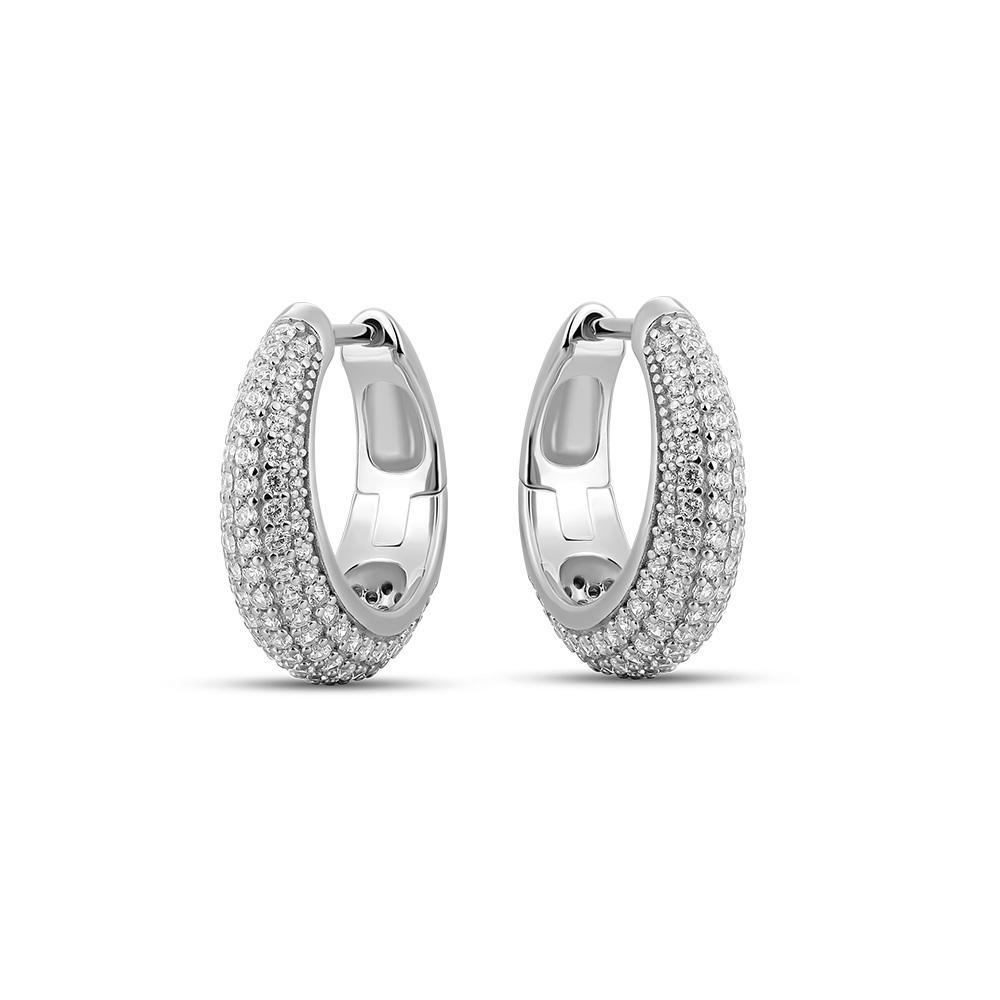 Sterling Silver Cubic Zirconia Pavé Hoop Earrings
