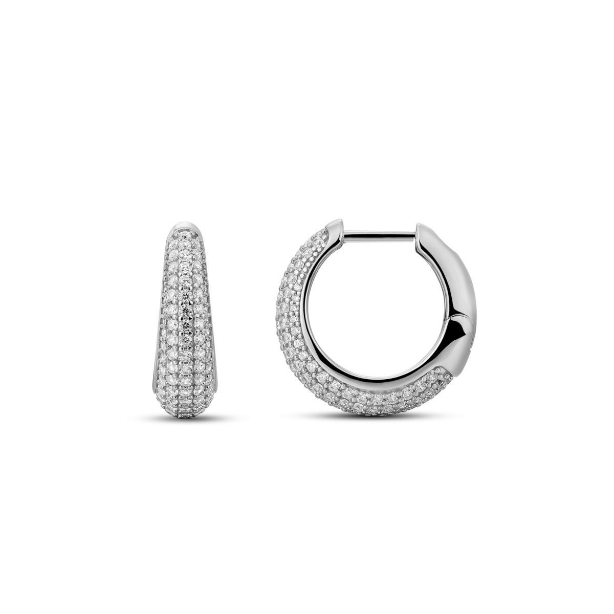Sterling Silver Cubic Zirconia Pavé Hoop Earrings