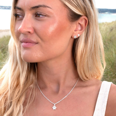 Sea Gems Sterling Silver Dog Paw Pendant Necklace