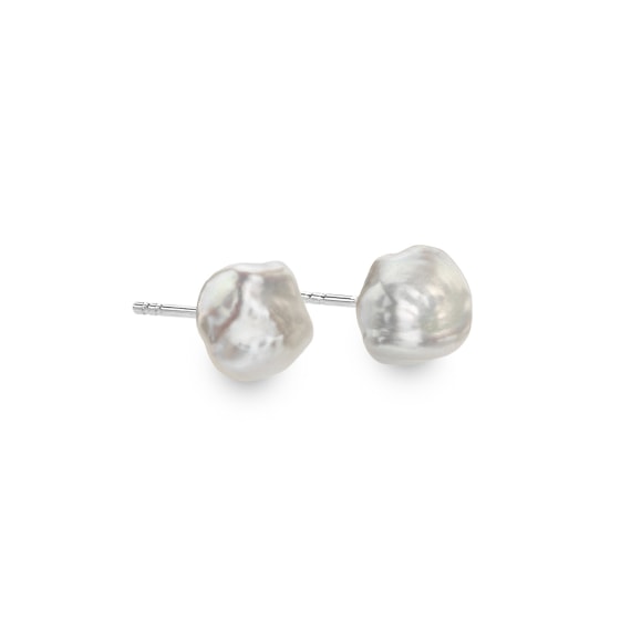 Sea Gems Sterling Silver Baroque Pearl Stud Earrings