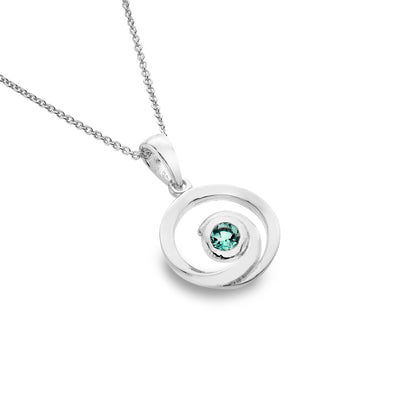 Sea Gems Sterling Silver Blue Topaz Wave Pendant Necklace